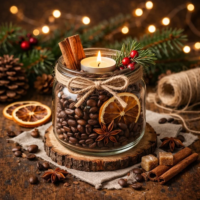 kawowy stroik świąteczny 